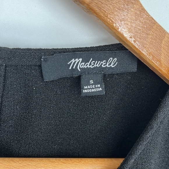 Madewell Peplum Flutter Sleeve Top Black Women’s Size Small - Picture 3 of 9